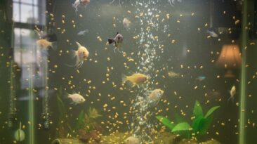 Overfeeding Aquarium Fish: Stop Tank Problems Fast Overfeeding aquarium fish causing cloudy water and stressed fish in a home aquarium