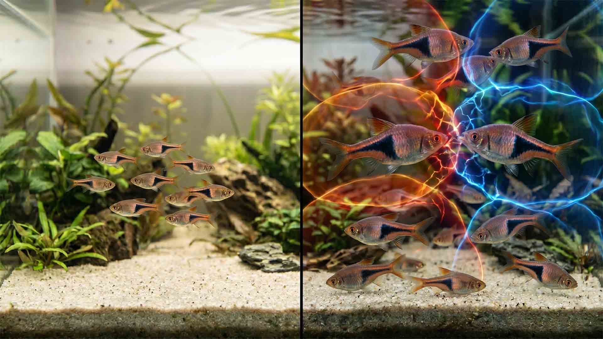 aquarium fish behavior overlap space math concept