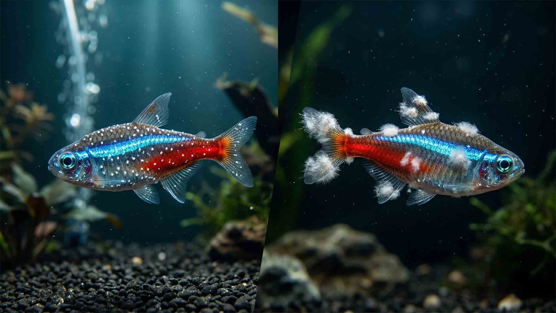 white spots on fish ich vs fungus comparison