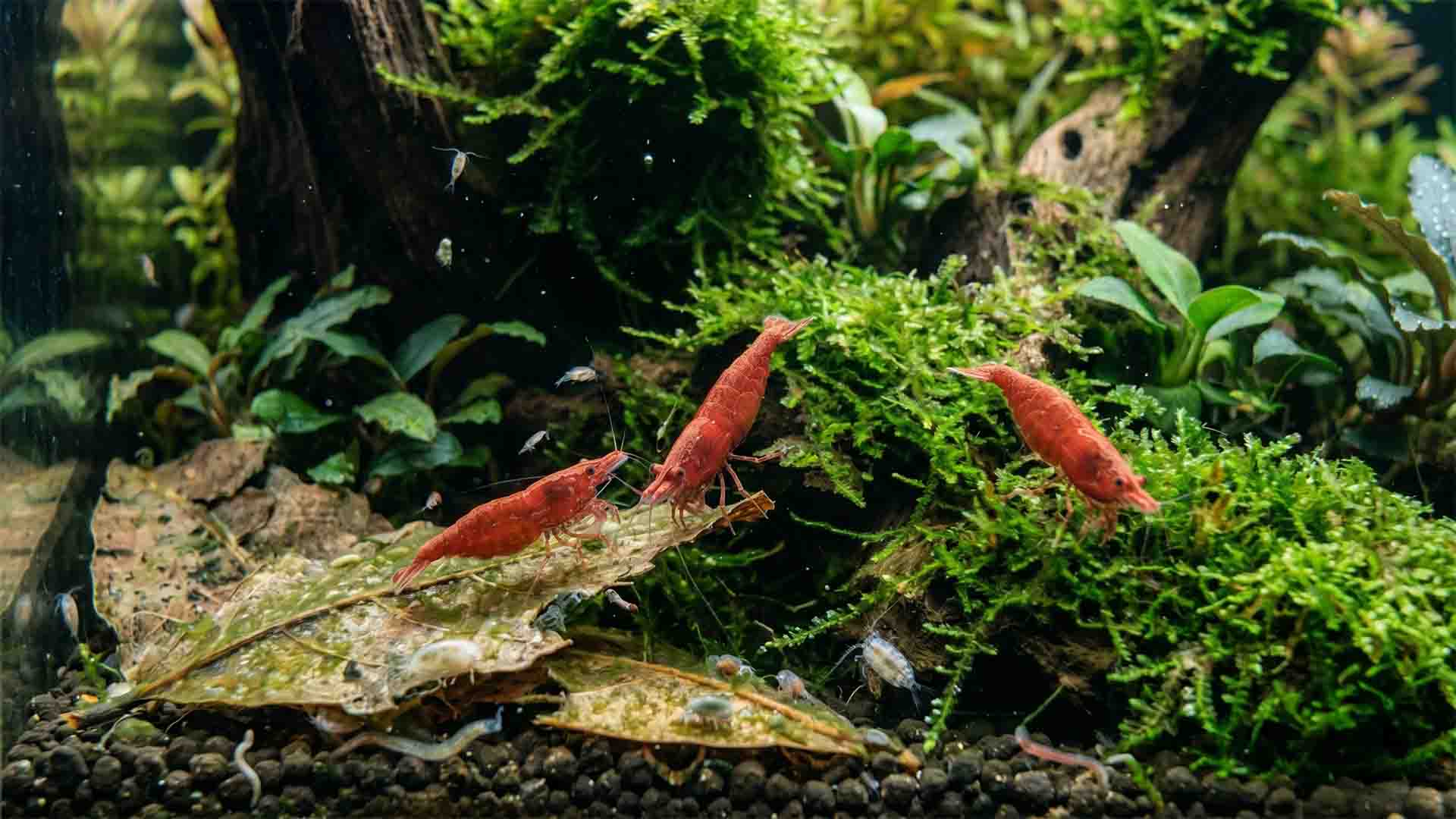biological stability in a cherry shrimp tank with biofilm and microfauna