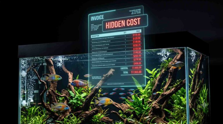 Aquarium budget hack showing hidden financial costs behind pet store starter kits. Cheap Aquarium Setup: PetSmart vs PetCo Hacks
