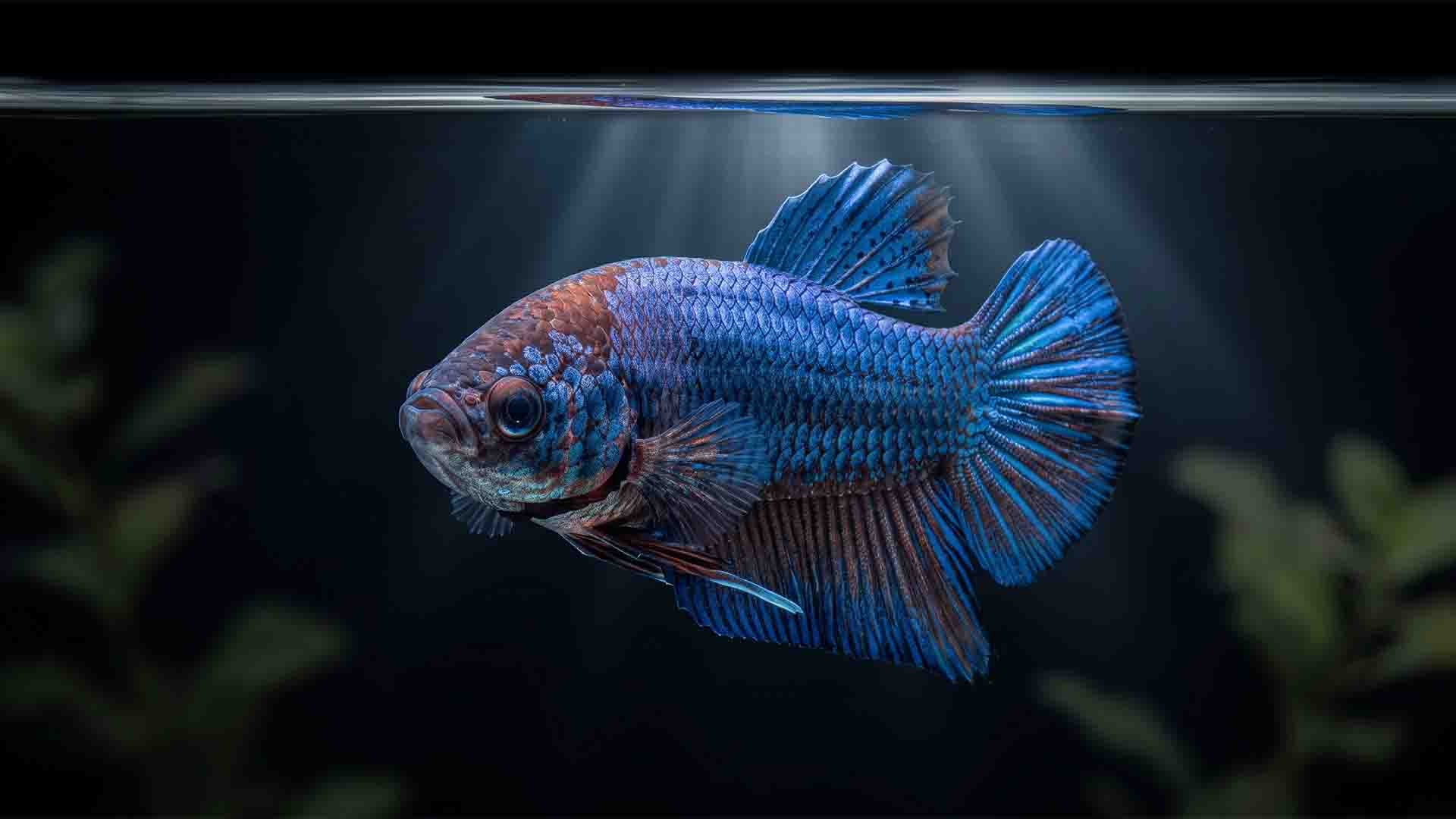 Overrated Freshwater Fish: 6 Traps & Safe Swaps Royal blue plakat betta fish displaying short muscular fins and agile swimming posture on a black background.