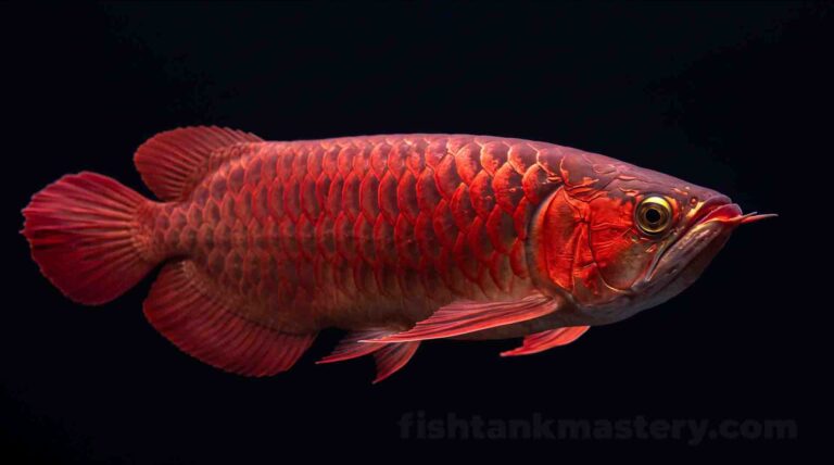 Asian Arowana swimming under cinematic rim light, representing illegal aquarium fish in the US.