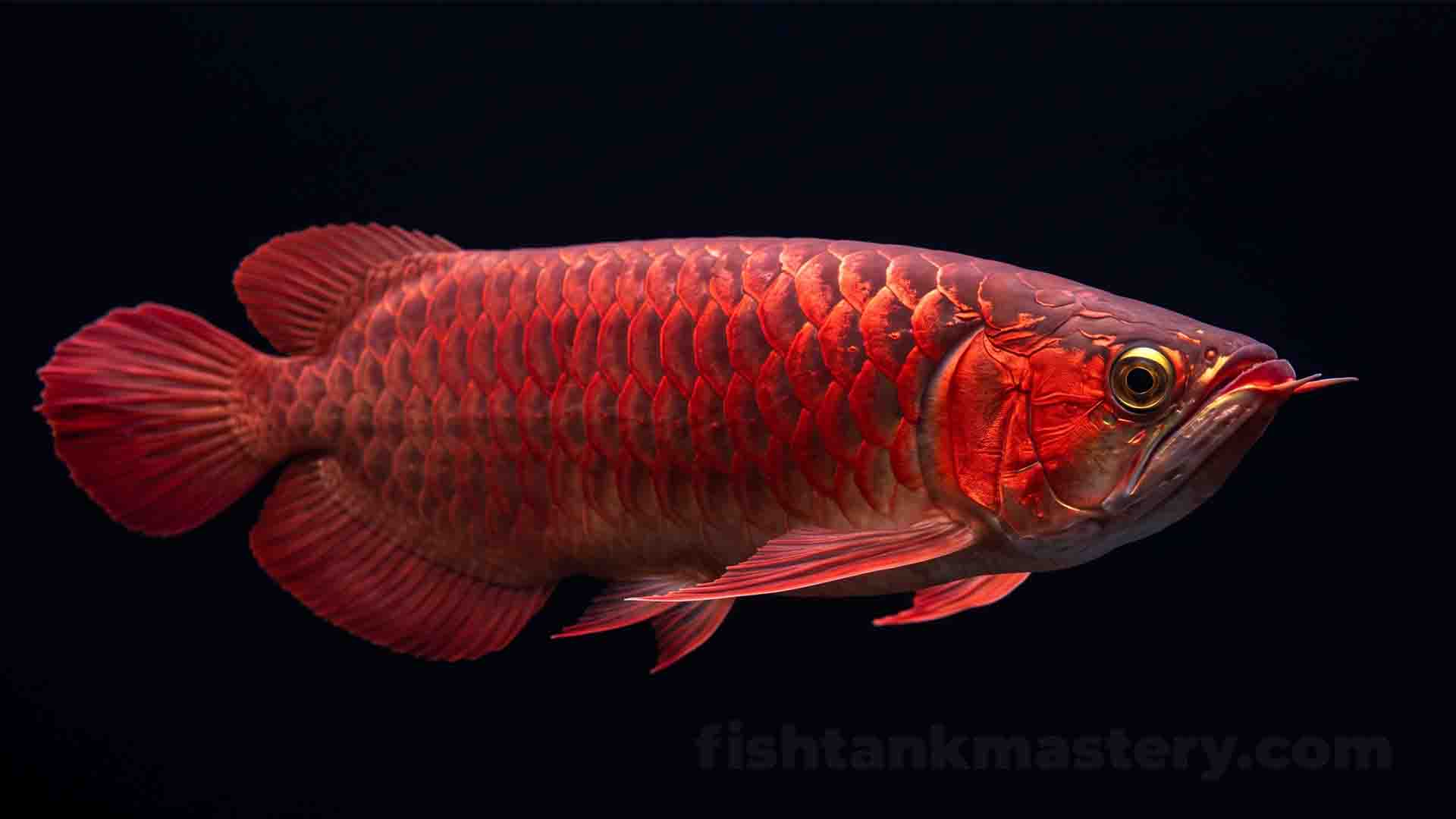 Asian Arowana swimming under cinematic rim light, representing illegal aquarium fish in the US