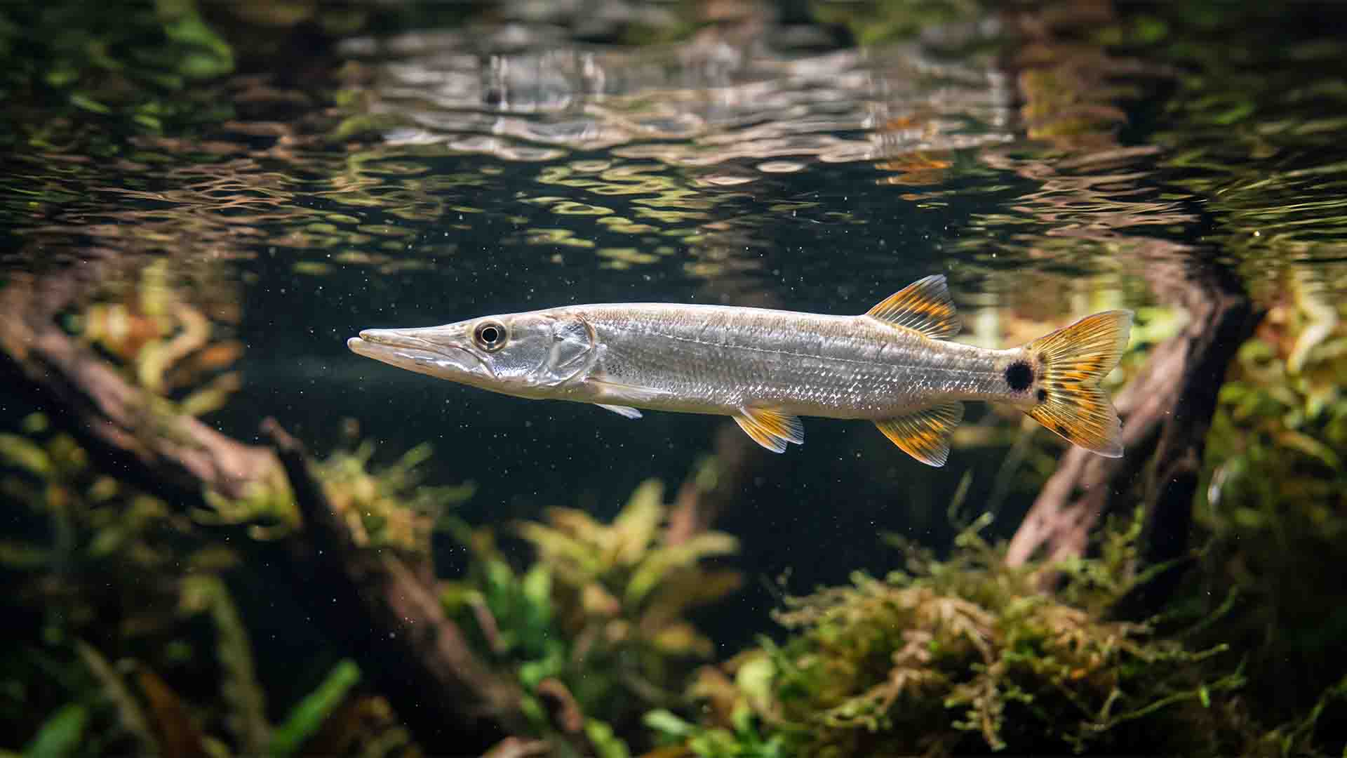 Illegal Fish to Own in the US: 10 Banned Species Freshwater Barracuda Ctenolucius hujeta swimming in a planted tank as a legal alternative to banned monster fish